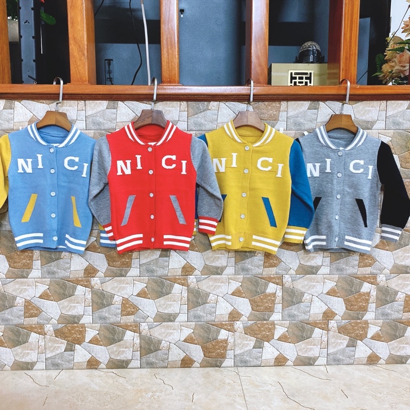 Áo Len Cổ Tim, Áo Len Cardigan Cho Bé Trai Size 1-4 Tuổi