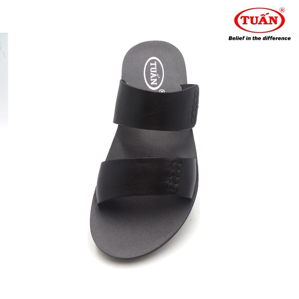 Dép nam da hai quai ngang thương hiệu Tuấn DXHU-6K2