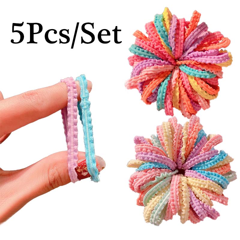 Set 5 Dây Buộc Tóc Co Giãn Nhiều Màu Sắc Cho Bé Gái