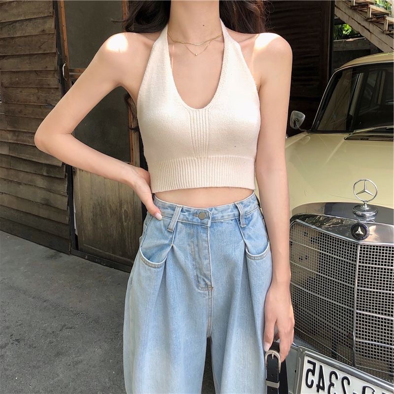 Yếm croptop len tăm