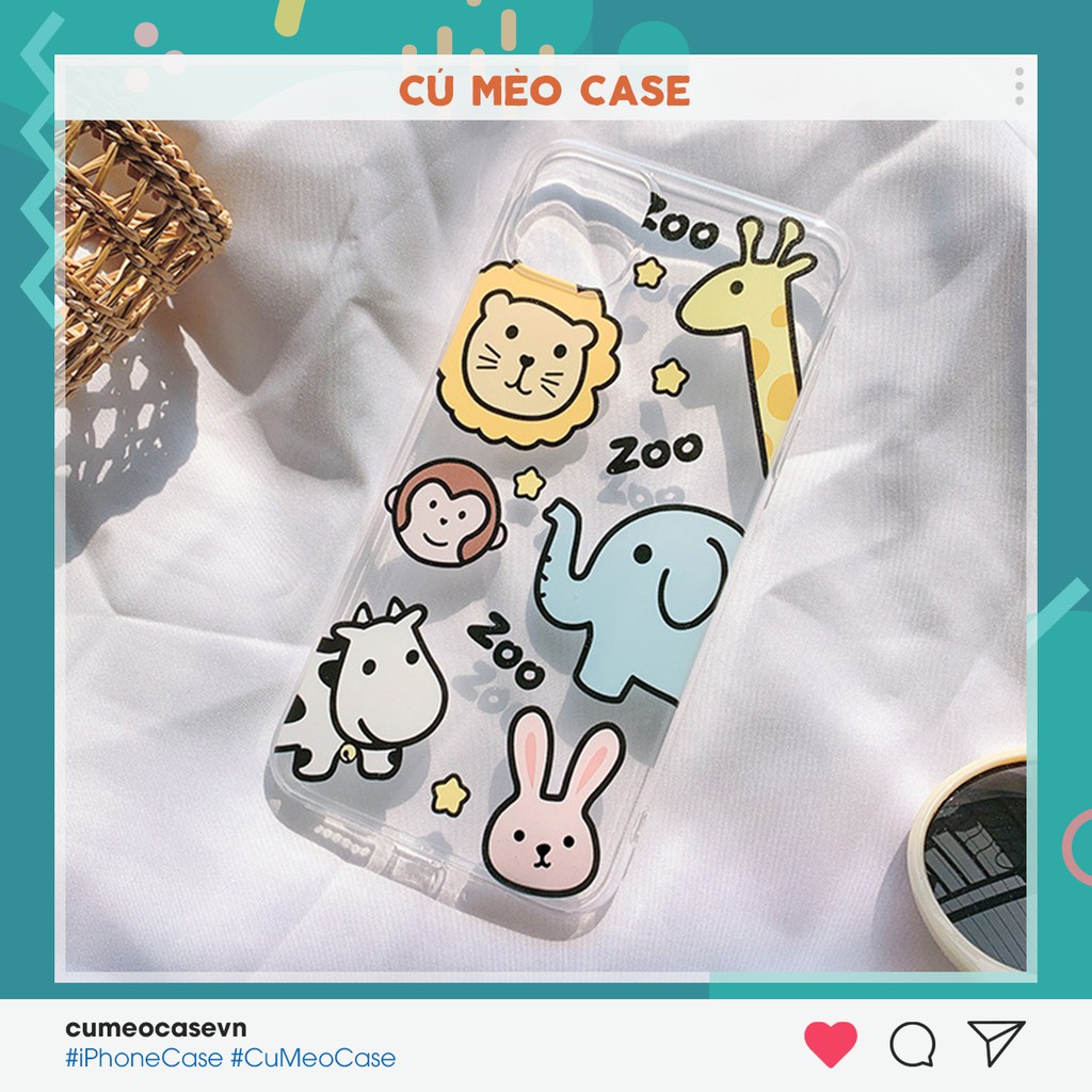 Ốp zoo vuờn thú dành cho iPhone 6 6s 6 plus 7 8 7 Plus 8 Plus X Xs Xr XsMax iPhone 11 11 Pro 11 Promax