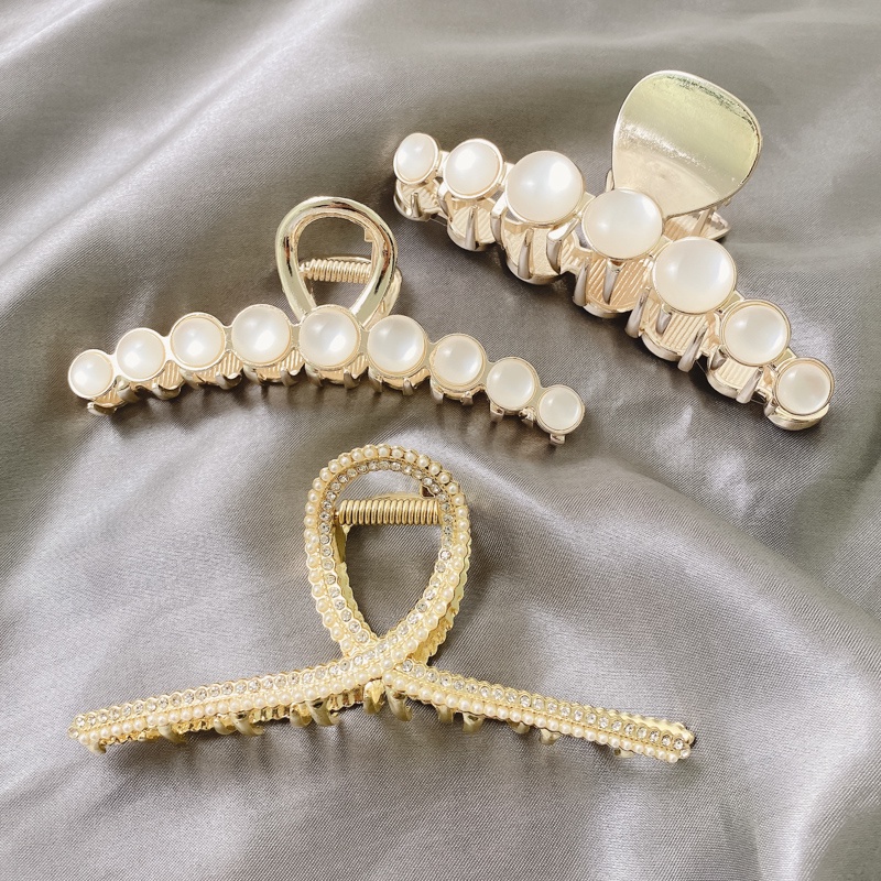 Kẹp tóc kim loại đính ngọc trai nhân tạo thời trang dành cho nữ