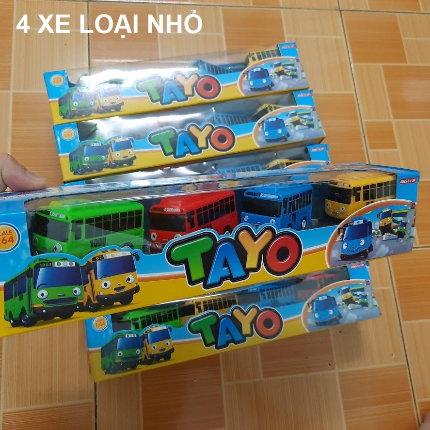 Tayo bus xe buýt đồ chơi trẻ em gồm 4 chiếc tương tứng 4 nhân vật Tayo Rogi Lani Gani - xe bằng nhựa chạy cót
