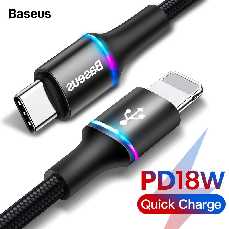 Dây cáp sạc nhanh Baseus 18W PD USB Type C sang Lightning cho Iphone 11 Pro Max XS X 8 Plus | BigBuy360 - bigbuy360.vn