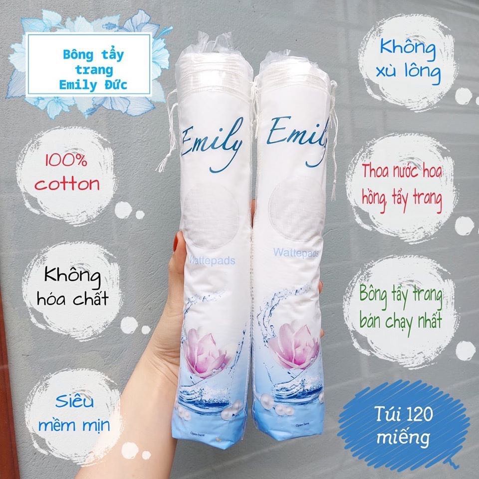 Bông tẩy trang Emily 120 miếng nhập khẩu Đức.