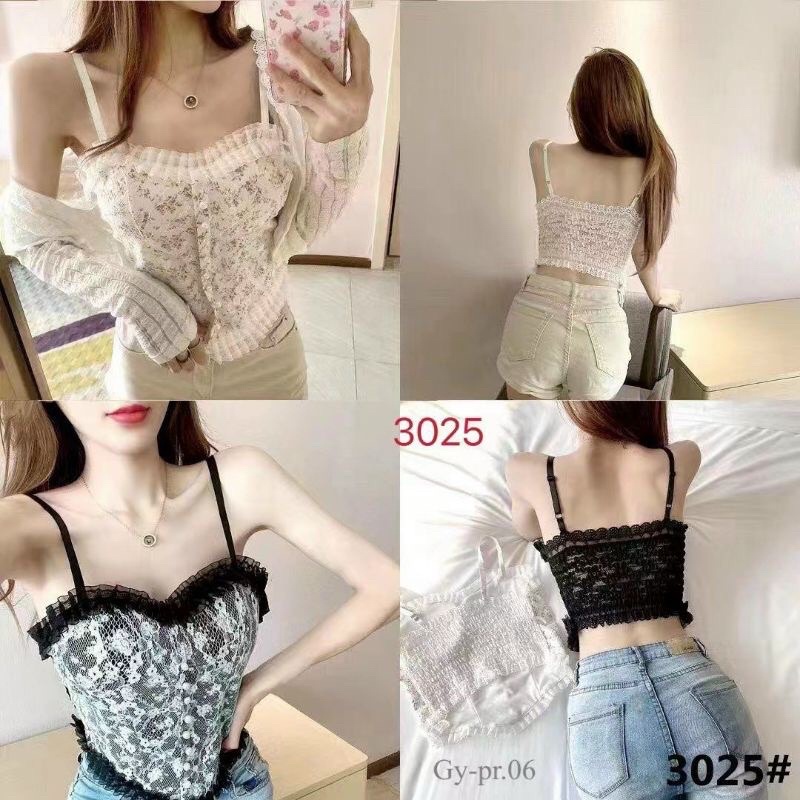 CAO CẤP*Áo bra ren hoa nhí đính khuy,Áo hai dây mẫu mới croptop BAO ĐẸP LUÔN !(ảnh thật)