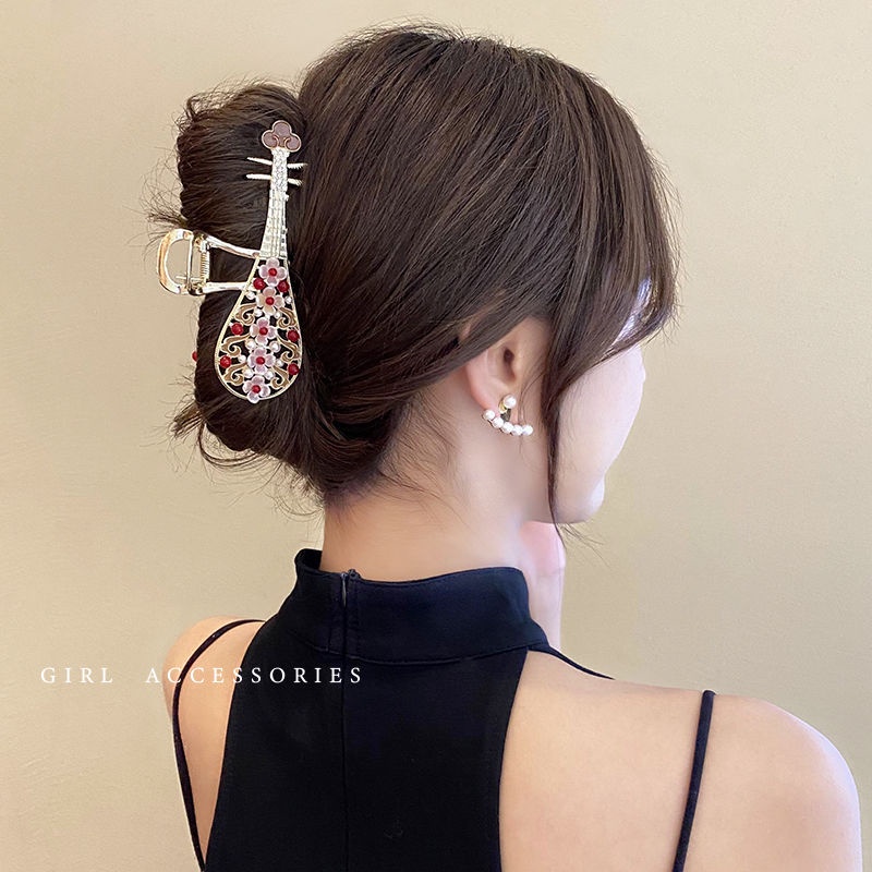 Kẹp Tóc Càng Cua Đính Đá Ngọc Trai Phong Cách Trung Hoa Cổ Điển Sang Trọng Thời Trang Cho Nữ