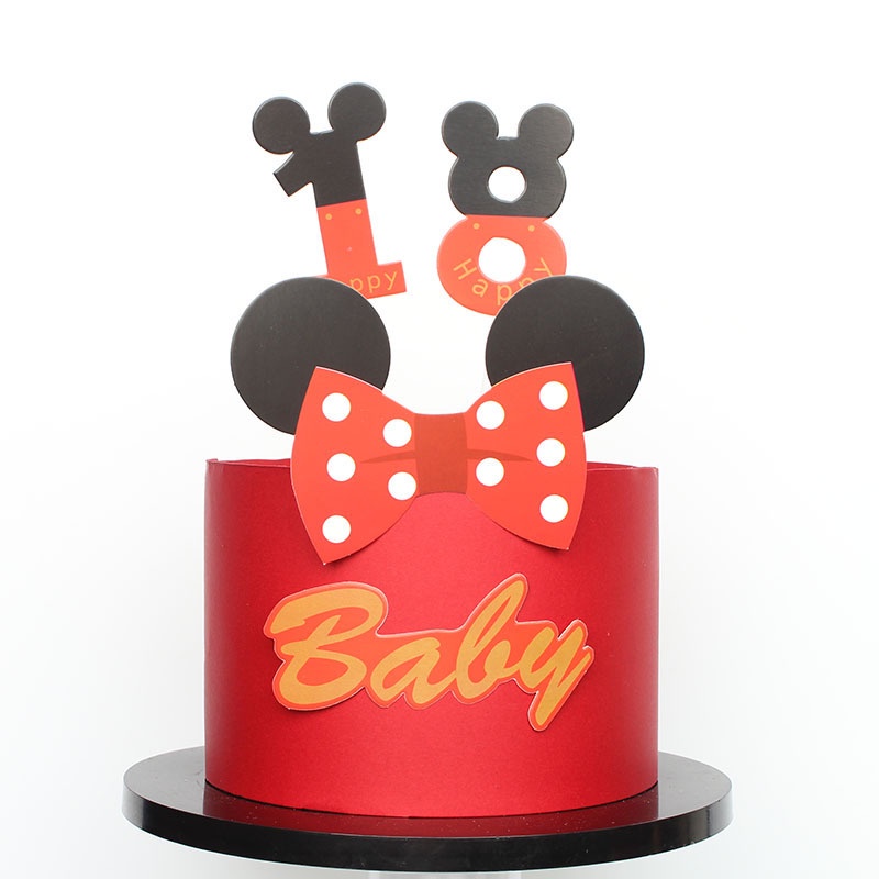 DISNEY Phụ Kiện Trang Trí Bánh Kem Hình Chuột Mickey Minnie Từ 0-9 Dễ Thương