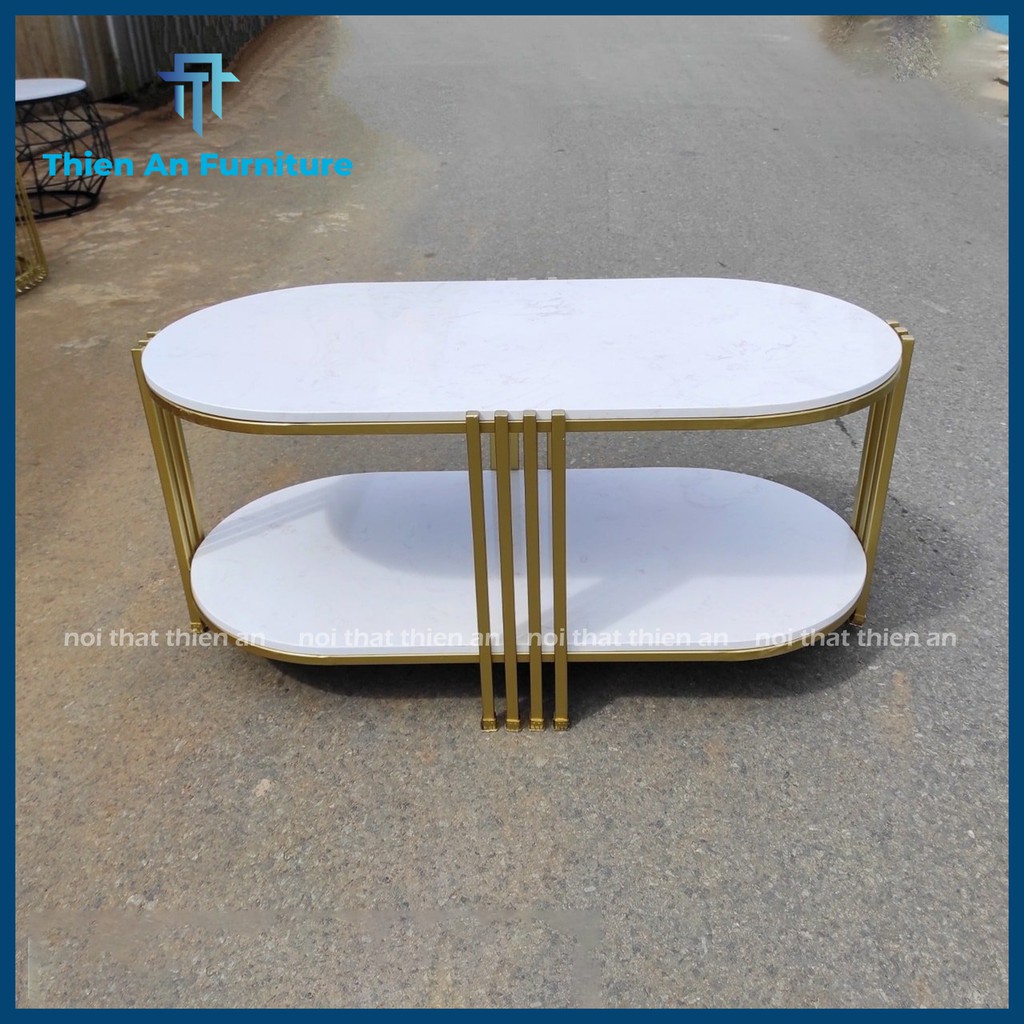 Bàn Trà Sofa Oval Mặt Kính Đá Vân TA863 Bàn Trà Decor Phòng Khách Phong Cách Hàn Quốc Nội Thất Thông Minh Thiên An