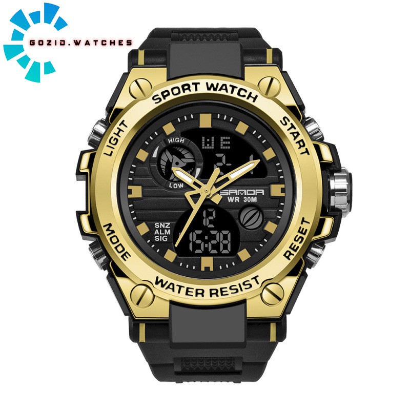 FREESHIP_ Đồng hồ thể thao nam SANDA dây khớp nhựa vòng cung SD02-GOZID.WATCHES