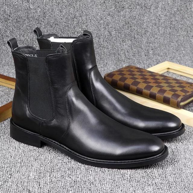 Giày Nam Chelsea Boots Cổ Lửng Da Trơn Bóng BT28