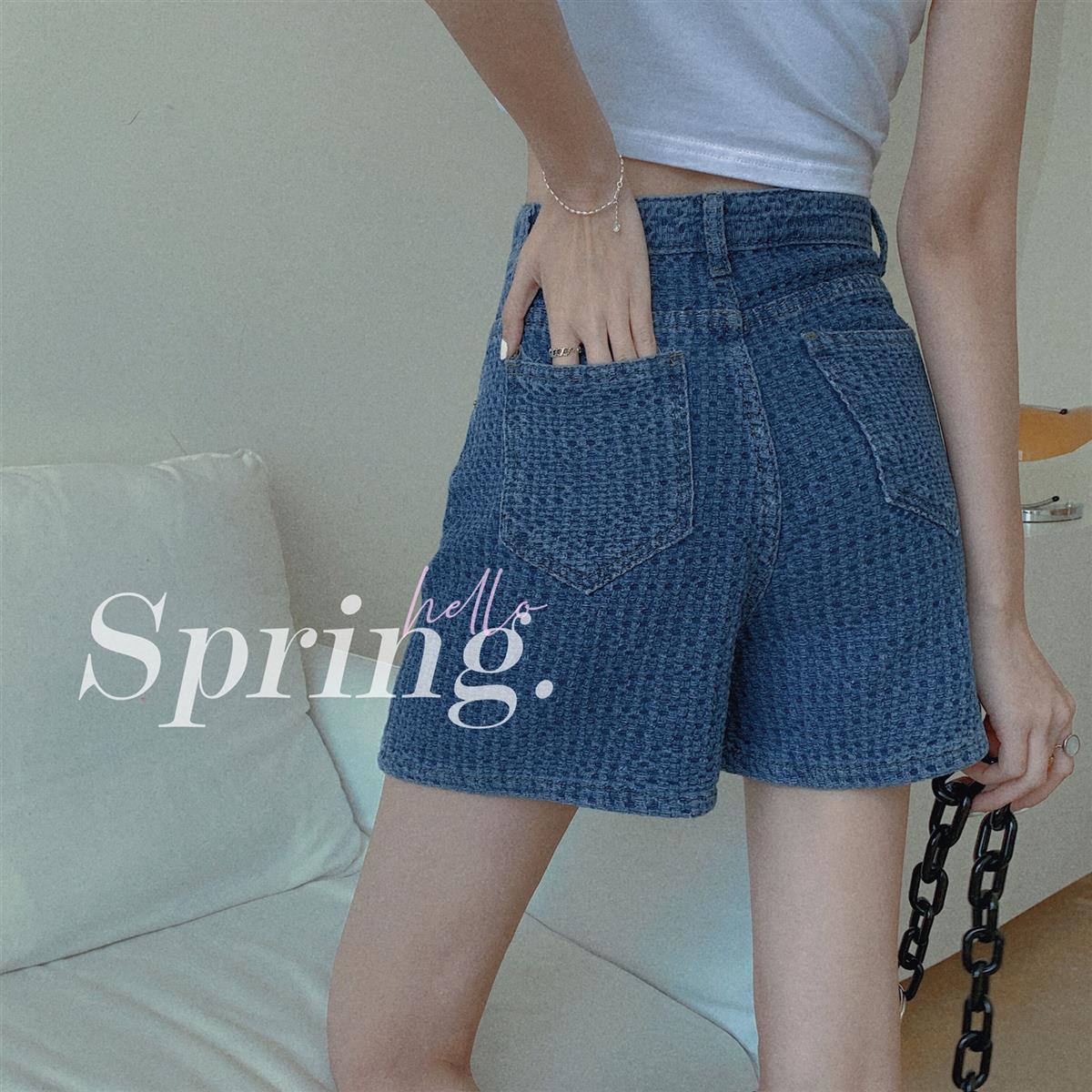 Quần Short Nữ Jeans Denim Lưng Cao Thời Trang Hàn