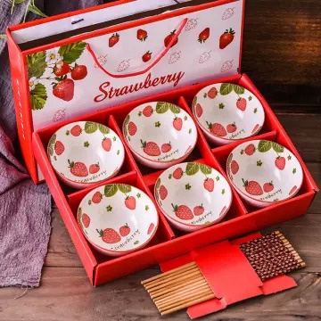 Bộ 6 Chén Sứ Họa Tiết Kèm 6 Đôi Đũa