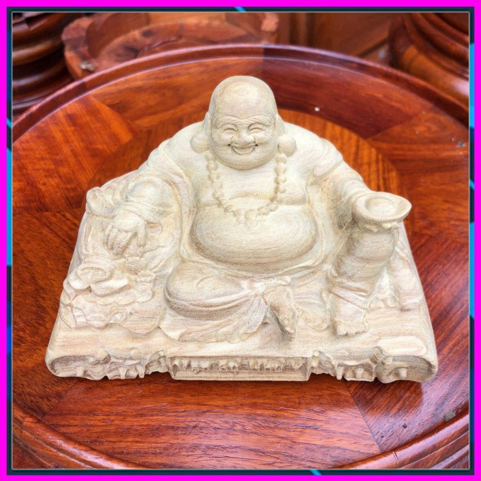 Tượng gỗ Phật Di Lặc để taplo ô tô hoặc bàn làm việc - ĐÚNG ẢNH ĐÚNG MẪU