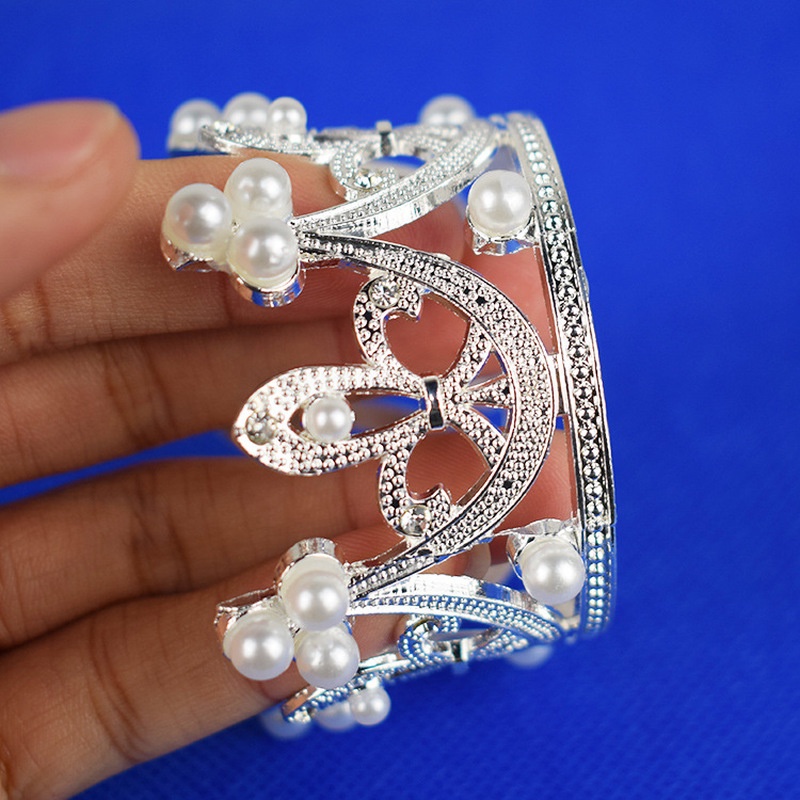 Phụ Kiện Cắm Trang Trí Bánh Kem Hình Vương Miện Đính Ngọc Trai Mini DIY