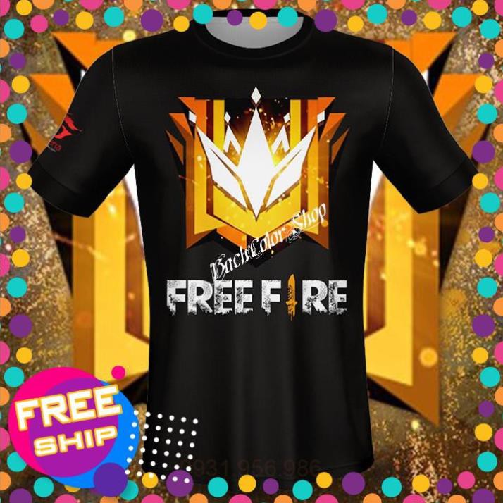 ÁO FREE FIRE[ Xả Kho ] Áo Đen 3D Free Fire Rank Đại Kiện Tướng
