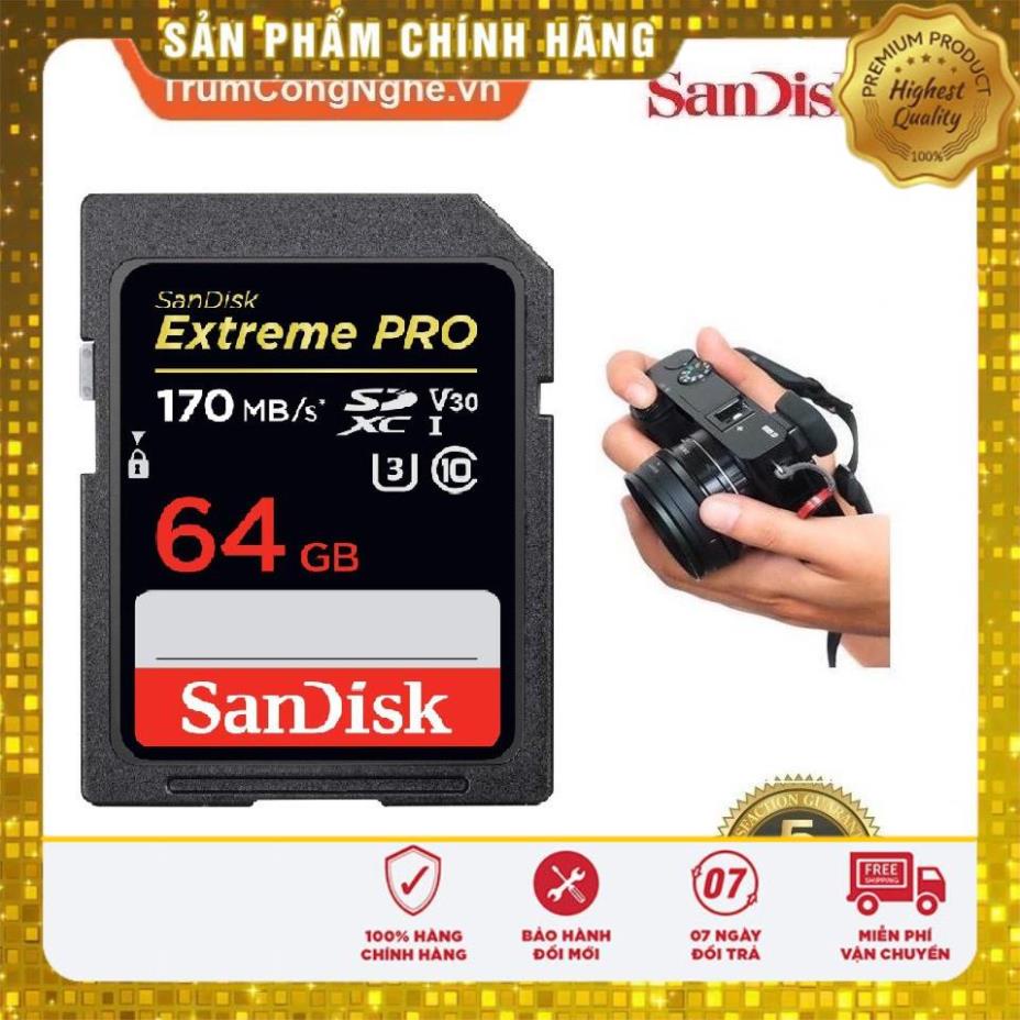 (giá khai trương) Thẻ nhớ Máy Ảnh SD Extreme Pro 64GB class10 U3 V30 170MB/s - Tốc độ cao