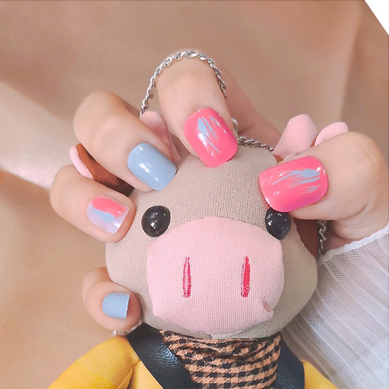 Set 24 móng tay giả đẹp trang trí họa tiết 3D dễ thương kèm keo AK
