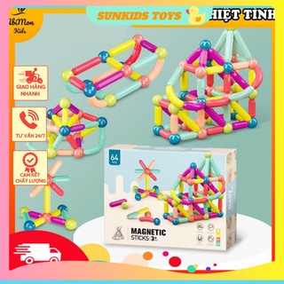 Lẻ =Sỉ Xếp hình nam châm 64 chi tiết, đồ chơi thông minh sáng tạo