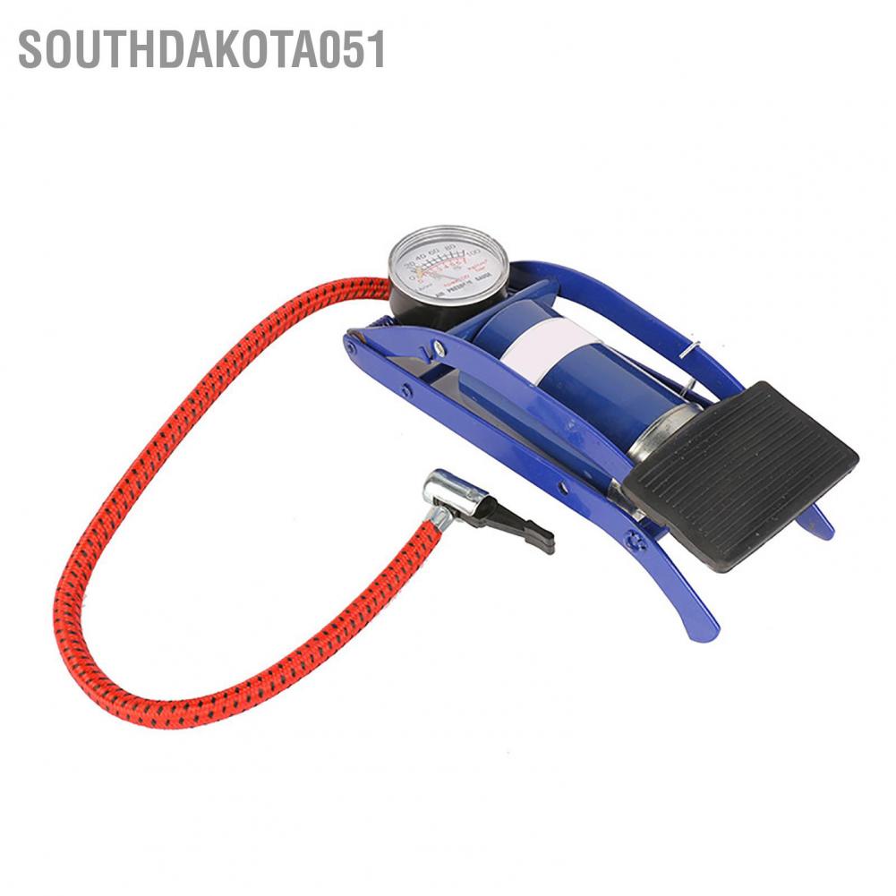 Hàng Sẵn Bơm đạp chân - Bơm xe đạp xe máy không khí Chân xi lanh đơn với đồng hồ đo áp suất【Southdakota051】