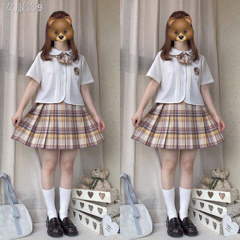 Đại học Nhật Bản cô gái mềm mại dễ thương áo phông đồng phục jk váy xếp lyRNX
