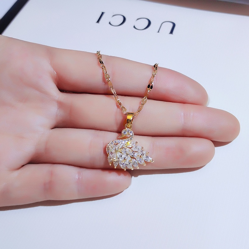 Dây chuyền thiên nga TITAN KHÔNG GỈ vòng cổ đính đá pha lê lấp lánh trang sức titan cao cấp mẫu mới 2021