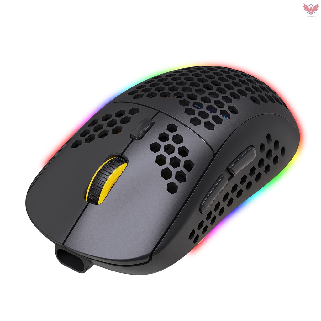 Chuột Không Dây Hxsj T90 Bt 3.0 + 5.0 + 2.4g Có Đèn Led Rgb Và Điều Chỉnh Được Đen