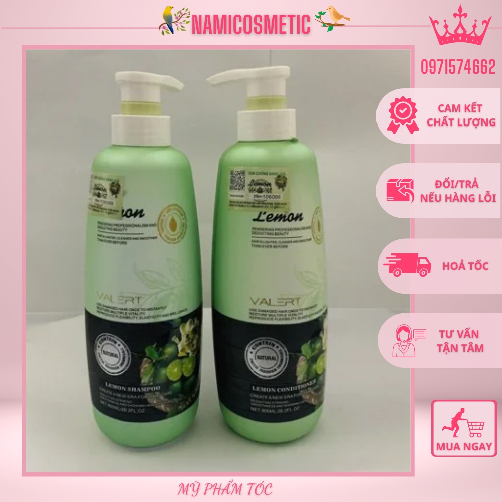 Cặp Dầu Gội Xả LEMON VALERT CHANH & HOA BƯỞI 750Ml. Phục Hồi Hư Tổn,Ngăn Gàu, Nấm, Kích Thích Mọc Tóc Hàng Chính Hãng