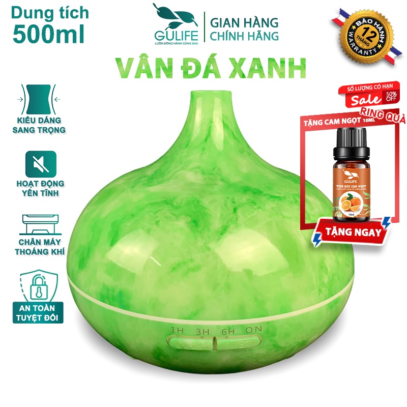 ✅ Máy Xông Tinh Dầu ✅ Máy Khuếch tán tinh dầu, Phun Sương Tạo Độ Ẩm Cổ Cao GULIFE Có Remote Dung Tích 500ml