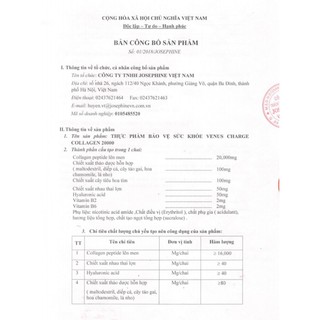 Thực phẩm chức năng Josephine Venus Charge Collagen