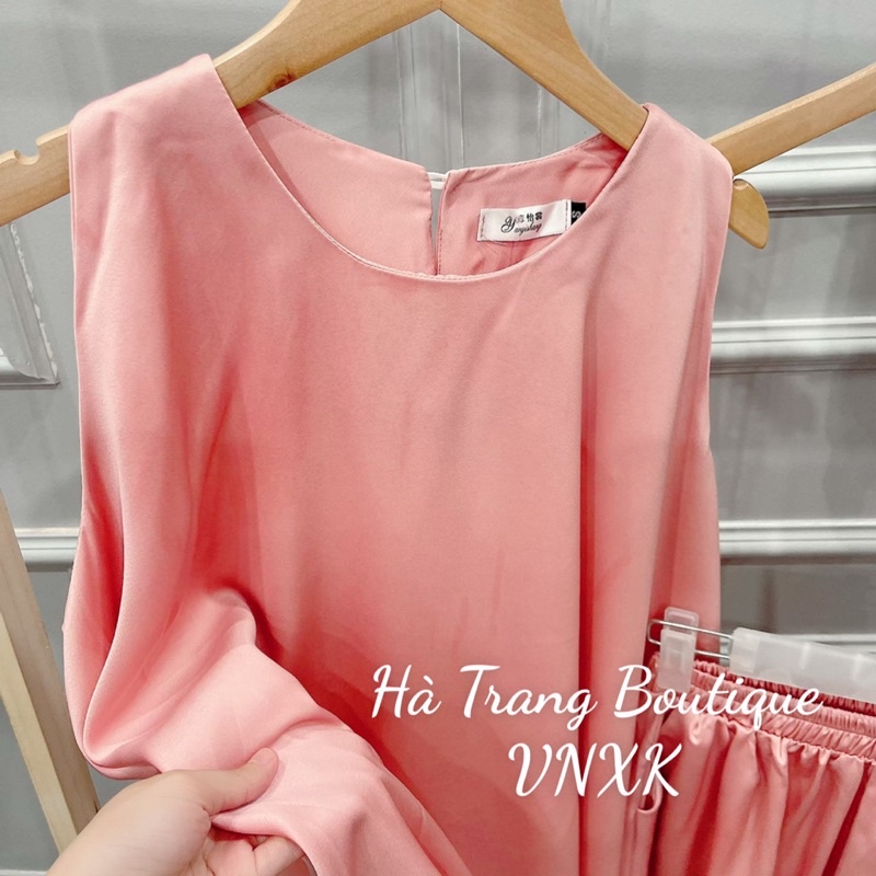 Bộ mặc nhà nữ, Chất lụa cao cấp áo yếm tà rộng ( Video thâth sản phẩm, đủ size S M L XL)