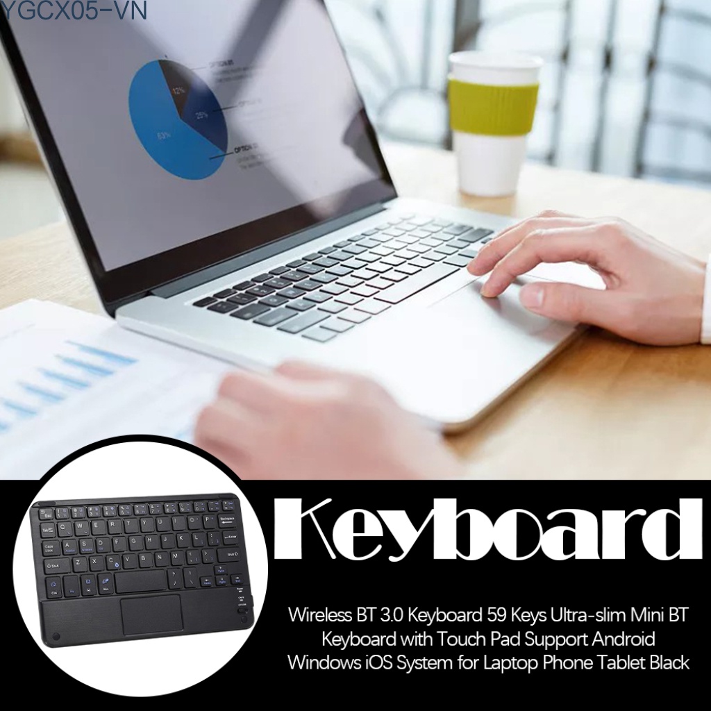 Bàn Phím Bt 3.0 59 Phím Không Dây Mini Siêu Mỏng Có Miếng Lót Cảm Ứng Cho Hệ Thống Android Windows Ios Đen | BigBuy360 - bigbuy360.vn