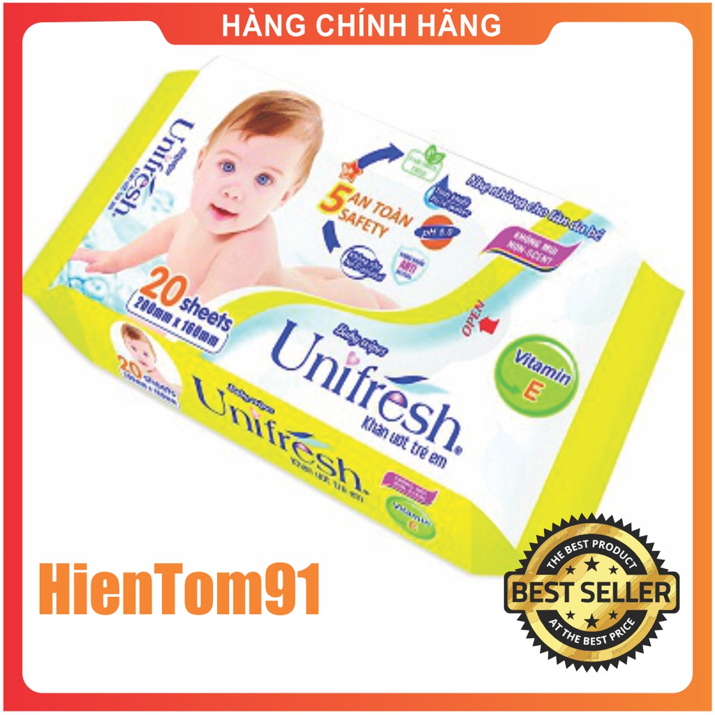 Khăn Ướt Unifresh Không Mùi Vitamin E 80 miếng