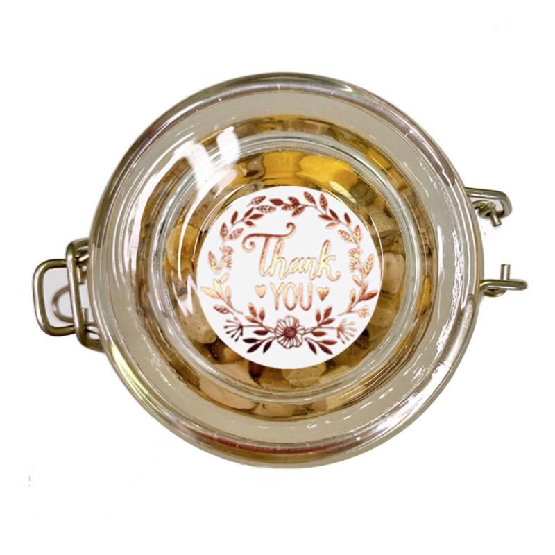 Cuộn 500 nhãn dán hình tròn in chữ Thank You trang trí hộp kẹo/hộp quà xinh xắn độc đáo