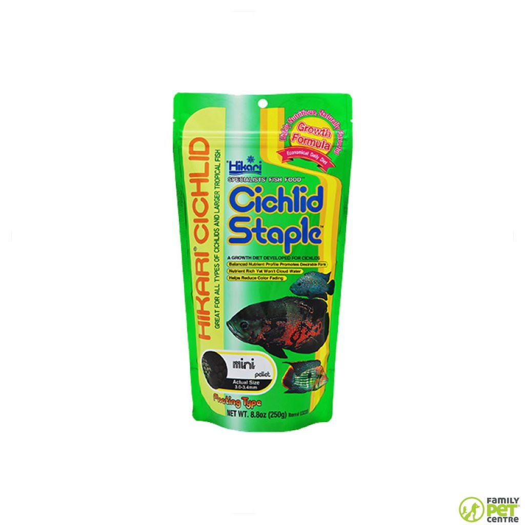 Thức ăn cá tai tượng hải hồ Hikari Cichlid Staple mini 250gram hạt nổi