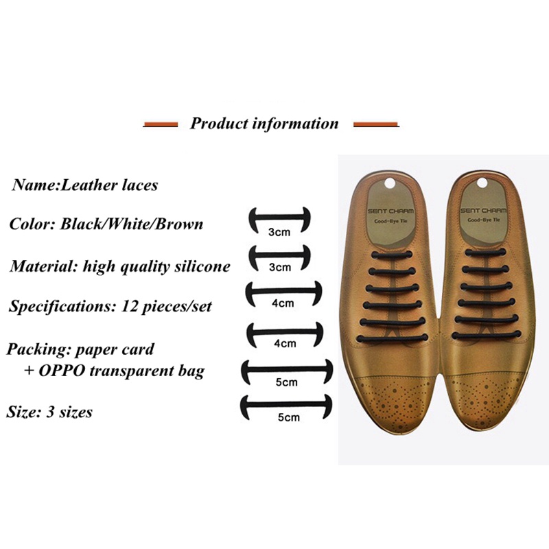 Set 12 Dây Giày Cao Su Silicone Co Giãn Phối Da Thời Trang Cho Nam