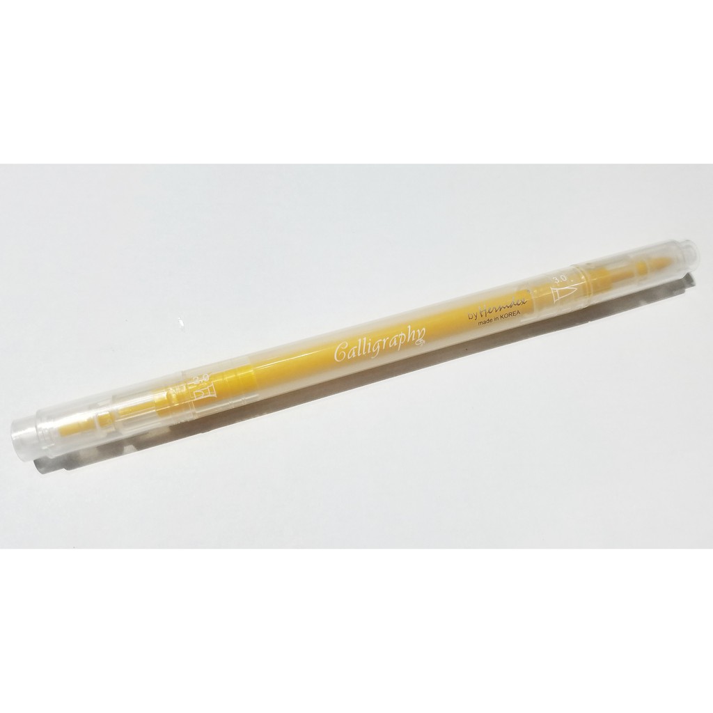 Bút viết thư pháp hai đầu Hernidex Calligraphy Twin- Brush/Chisel Tip - Màu vàng (Yellow)