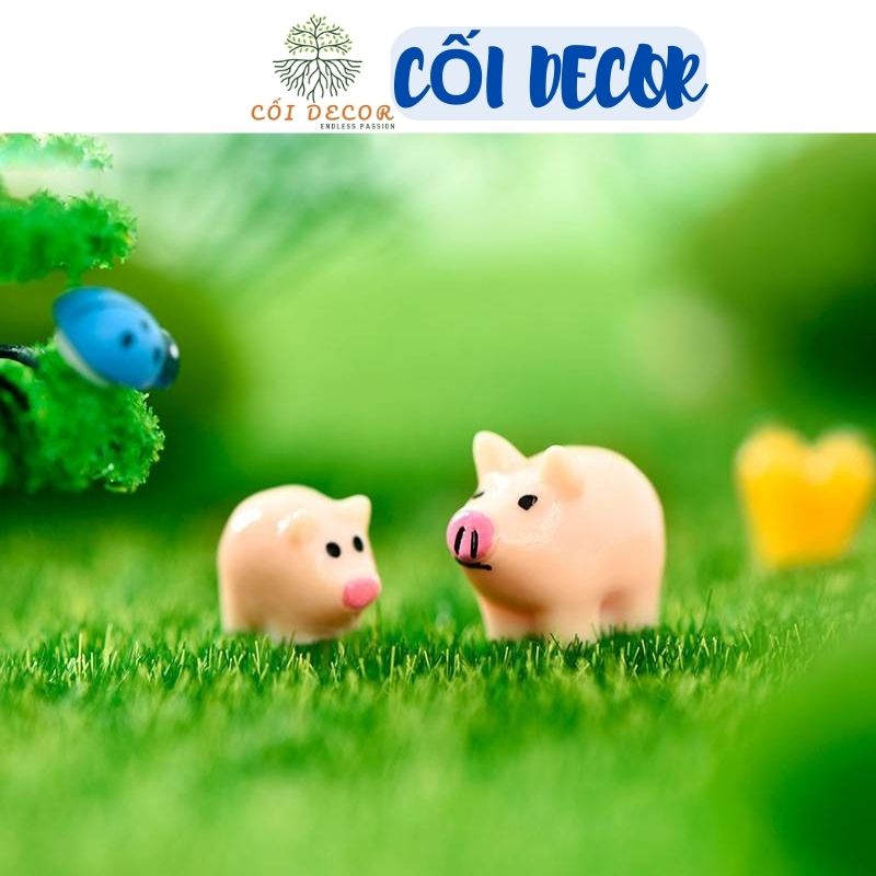 Tiểu cảnh mini ❤️ Mô hình lợn con mini mũi hồng trang trí sen đá, sân vườn, terrarium