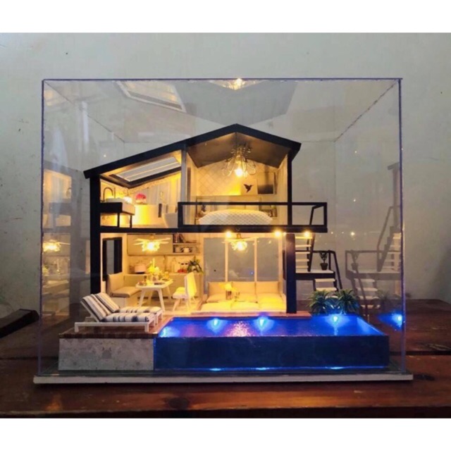 Mô hình nhà gỗ DIY - Biệt thự ven hồ
