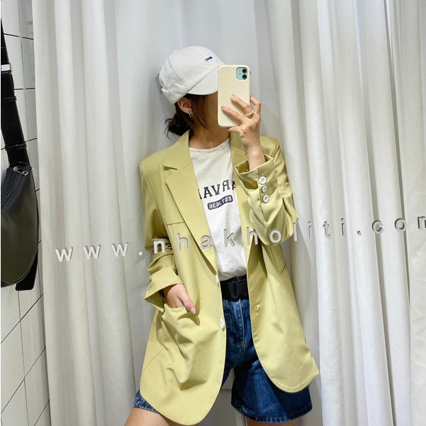 Áo khoác blazer nữ vải cotton đứng form lót demi tông màu Pastel mùa hè- freesize - AKTK038 | BigBuy360 - bigbuy360.vn