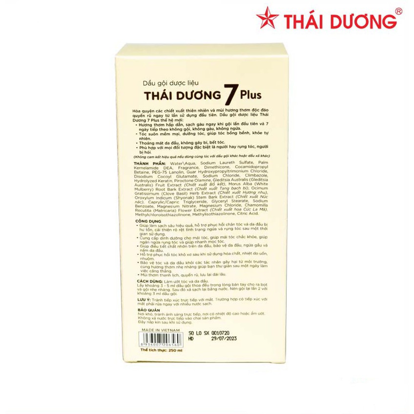 Dầu gội Dược liệu Thái Dương 7 Plus (Loại 100ml, 250ml, 480ml) [Chính hãng]
