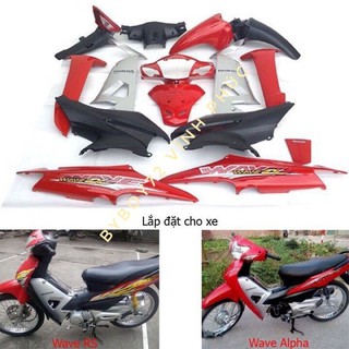 Bộ nhựa xe wave Alpha.wave RS 100.wave  cá 100 .full bộ sẵn tem và củ hậu bộ đầy đủ y hình
