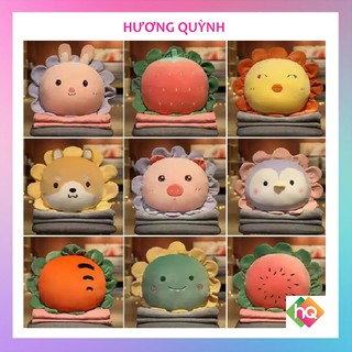 Bộ chăn gối văn phòng hoa quả gối tựa lưng gối ôm gối tựa lưng ô tô gối tựa lưng văn phòng dễ thương 3in1 HƯƠNG QUỲNH