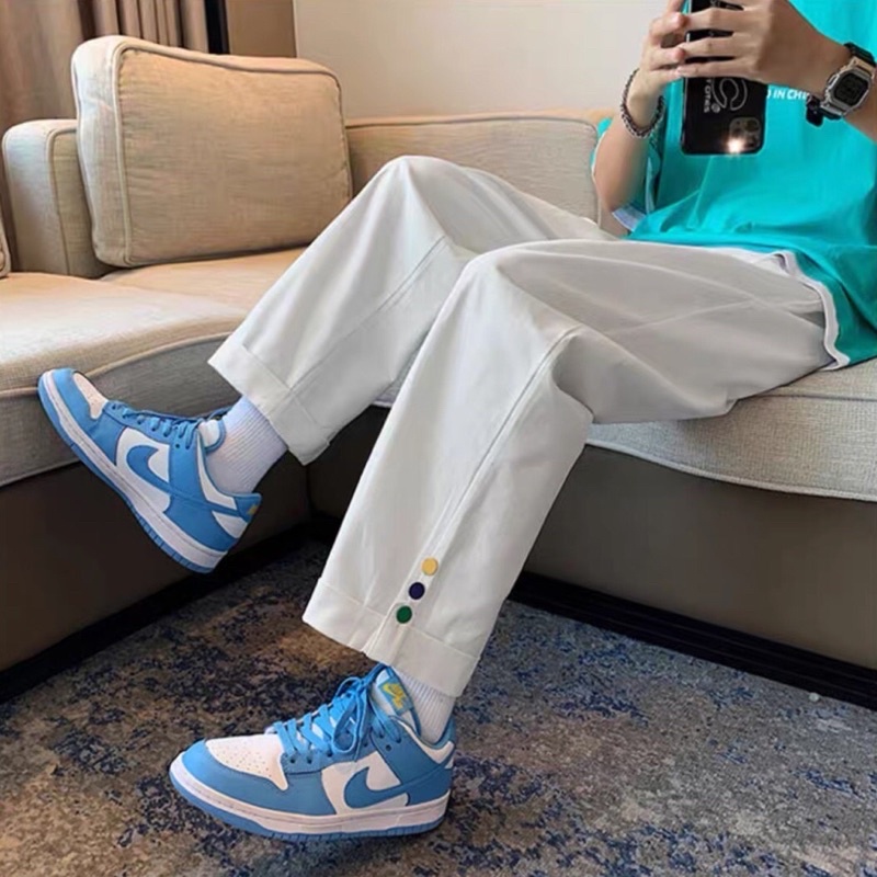 _Quần baggy unisex phối khuy gấu