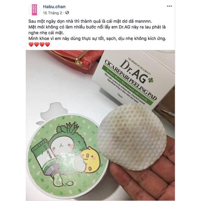 Pad tẩy da chết/peeling da DR.AG CICA REPAIR PEELING PAD