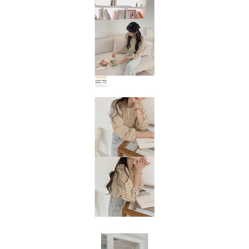 Áo sơ mi tay dài kẻ sọc ca rô thiết kế mới dành cho nữ