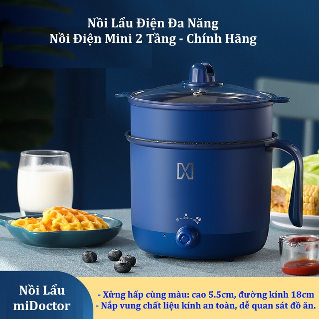 Nồi Lẩu Điện Mini Kiêm Nấu Cơm Đa Năng Chống Dính 1.8L - Chính hãng miDoctor