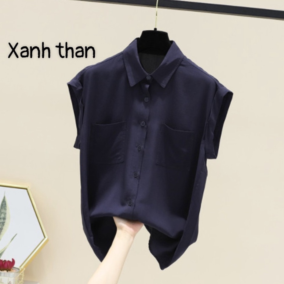 Áo sơ mi kiểu nữ tay ngắn Hàn Quốc Thu Hà chất liệu đũi tơ mềm mát, kiểu dáng trẻ trung SMH.33