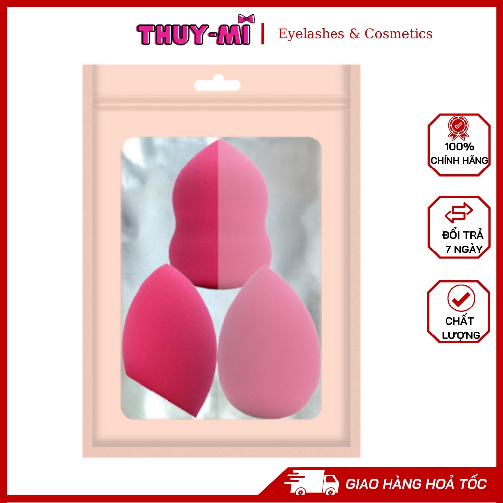 Túi 3 bông mút trang điểm mềm mịn nhiều hình