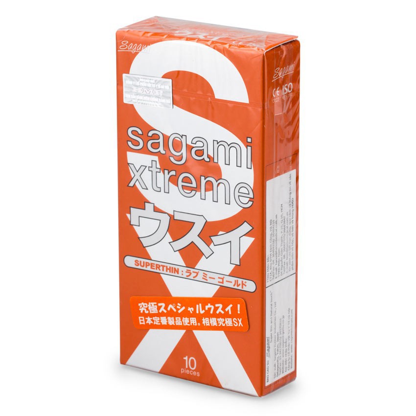 Combo 2 hộp bao cao su gân gai kéo dài thời gian Sagami Feel Long + Sagami Xtream Love Me Gold Red